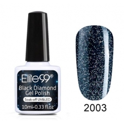 Гел Лак Черен Диамантено Брокатен 10ml 2003 Elite99